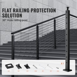 Kaideportaali 36-tuumainen SUS304-ruostumaton teräs 30° kulmareiät 10 valmiiksi porattua reikää musta