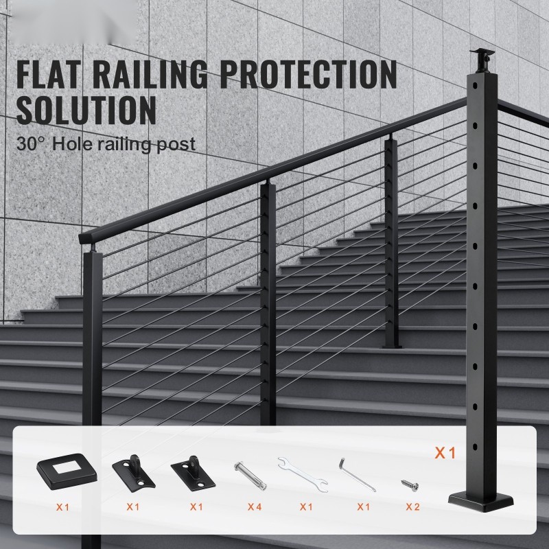 Kaideportaali 36-tuumainen SUS304-ruostumaton teräs 30° kulmareiät 10 valmiiksi porattua reikää musta