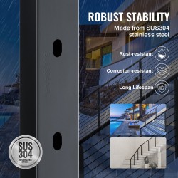 Kaideportaali 36-tuumainen SUS304-ruostumaton teräs 30° kulmareiät 10 valmiiksi porattua reikää musta