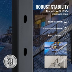 Kaapelikaihdetolppa ruostumaton teräs SUS304 42 tuumaa 30 asteen 12 reikää musta portaisiin