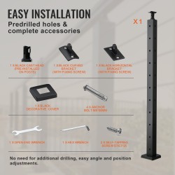 L-muotoinen kaidetolppa 36-tuumainen ruostumaton teräs kymmenen esiporattua reikää kulmiin