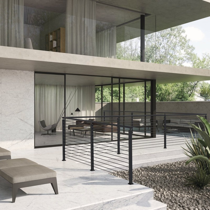 L-muotoinen kaidetolppa 36-tuumainen ruostumaton teräs kymmenen esiporattua reikää kulmiin