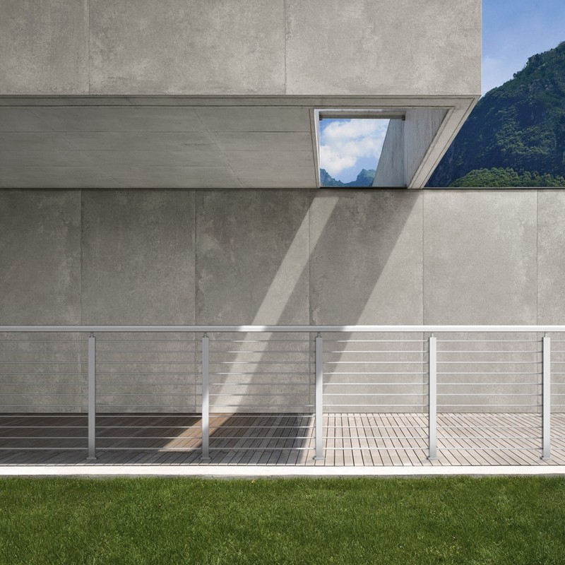 Vaijerikaidepylväs ruostumaton teräs 91,4 senttimetriä vaakareikäinen hopeanvärinen yksi kappale terassikaiteille