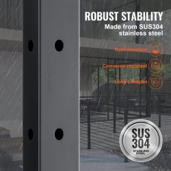 Kaapelikäsijohteen kulmatolppa ruostumaton teräs 36 tuumaa 2x2 10 reikää musta