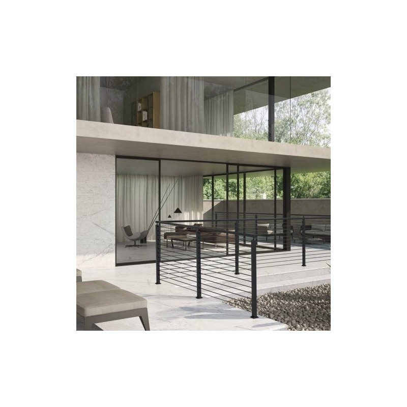 Kaapelikäsijohteen kulmatolppa ruostumaton teräs 36 tuumaa 2x2 10 reikää musta