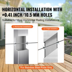 Kaapelikaidepakkaus ruostumatonta terästä 3,2 mm 51 kappaletta mustilla kiristimillä vaakatolppien reikiin