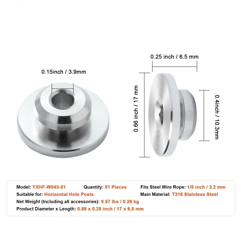 Kaapelikaidepakkaus ruostumatonta terästä 3,2 mm 51 kappaletta mustilla kiristimillä vaakatolppien reikiin