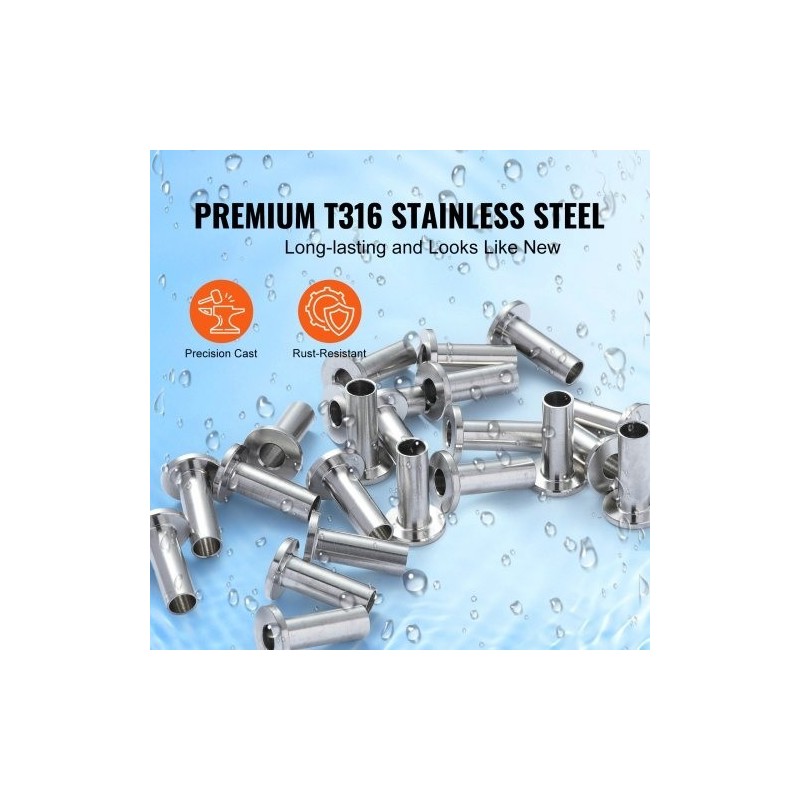 Suojaholkit T316-ruostumatonta terästä 121 kpl 4 mm ja 4,8 mm vaijerille vaakakaiteisiin