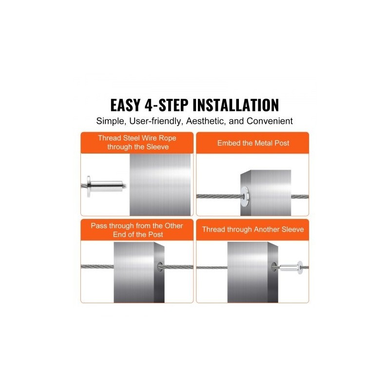 Suojaholkit T316 ruostumatonta terästä 3,2 mm vaijerille 81 kappaletta vaakareikiin poranterä mukana