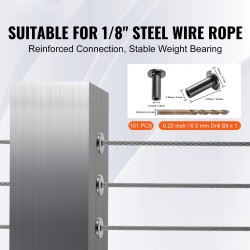 Suojaholkkisarja T316-ruostumatonta terästä 3,2 mm vaijerille 101 kappaletta vaakaläpivienteihin