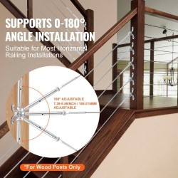 Kaidekaapelisetti puutolpille T316-ruostumatonta terästä 3,2 mm vaijerille 10 kpl säädettävä 0–180°