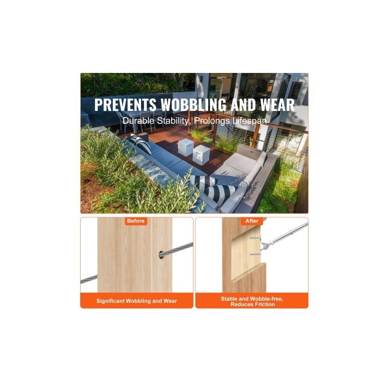 Kaidevaijerisarja T316 ruostumaton teräs 3,2 mm vaijerille puutolppiin 20 kpl