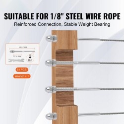 Kaapelikiristin T316-ruostumatonta terästä 3,2 mm kaapeleille puu- ja metallipylväisiin