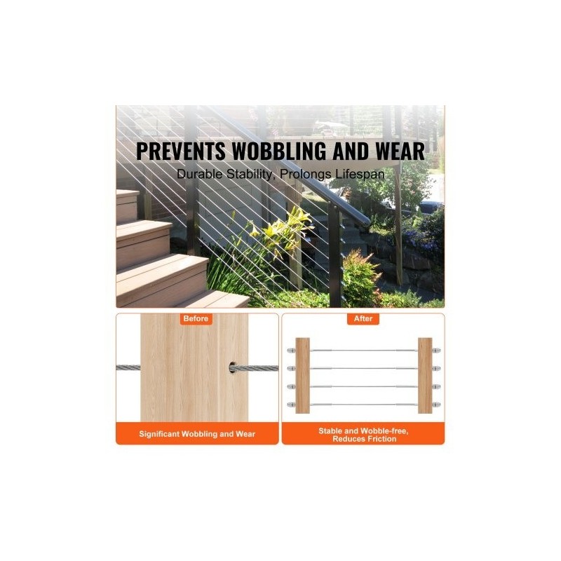 Kaapelikiristin T316-ruostumatonta terästä 3,2 mm kaapeleille puu- ja metallipylväisiin