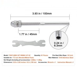 Kaapelikiristin T316-ruostumatonta terästä 3,2 mm kaapeleille puu- ja metallipylväisiin