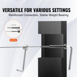 Kaapelikaidesarja T316 ruostumatonta terästä 3,2 mm vaijerille 30 kappaletta puu ja metallitolppiin