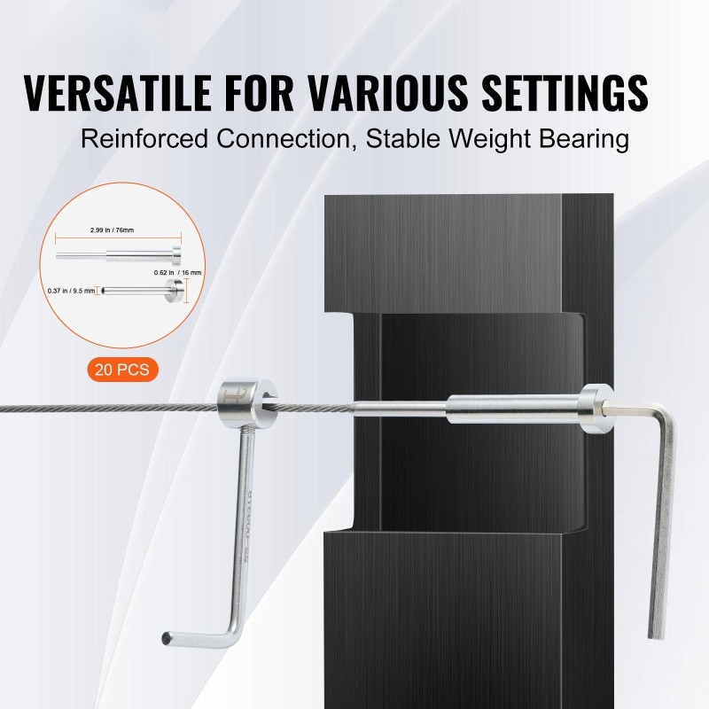 Kaidevaijerisarja näkymättömällä vastaanottimella T316-ruostumatonta terästä 3,2 mm 20 kpl puu- ja metallitolpille