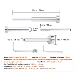 Kaidevaijerisarja näkymättömällä vastaanottimella T316-ruostumatonta terästä 3,2 mm 20 kpl puu- ja metallitolpille
