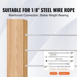 Kaapelin kaideasennussarja 122 osaa T316 ruostumaton teräs 3,2 mm puupylväisiin