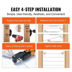 Kaapelin kaideasennussarja 122 osaa T316 ruostumaton teräs 3,2 mm puupylväisiin