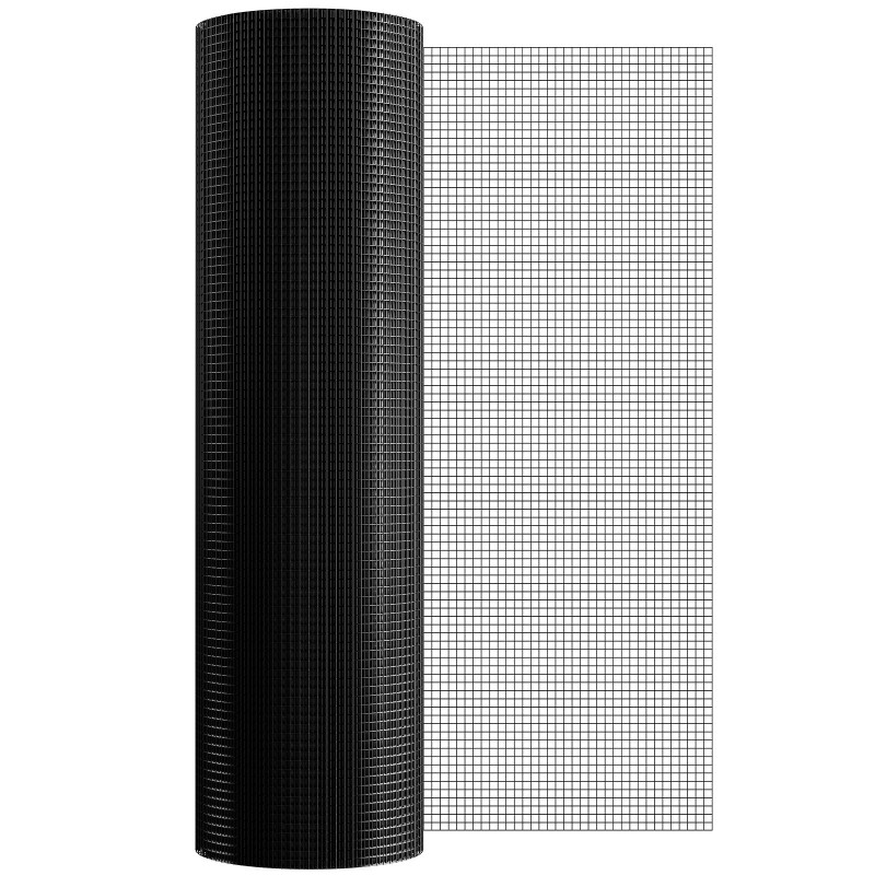 Rautalankaverkkorulla galvanoitu musta PVC pinnoite 1220 x 30480 mm 12,7 mm silmäkoko