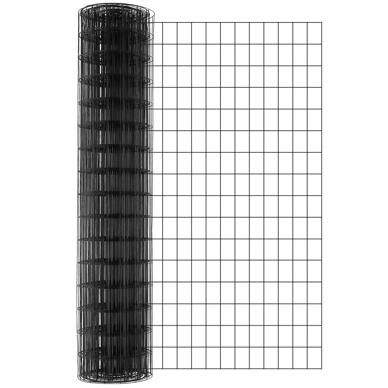 Metalliverkkorulla galvanoitua rautalankaa mustalla vinyylipinnoitteella 1220 x 15240 mm kanaille ja pieneläimille