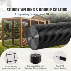 Teräsverkkorulla galvanoitu musta vinyylipinnoitettu 910 x 15240 mm kanaloihin ja puutarhaan