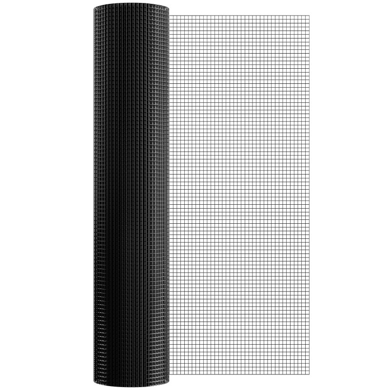 Teräsverkkorulla galvanoitu musta vinyylipinnoite 1220 x 15240 mm 12,7 x 12,7 mm