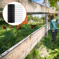 Metalliverkkorulla galvanoitua rautalankaa mustalla vinyylipinnoitteella 1,52 mm lanka 610x15240 mm kanatarhoihin