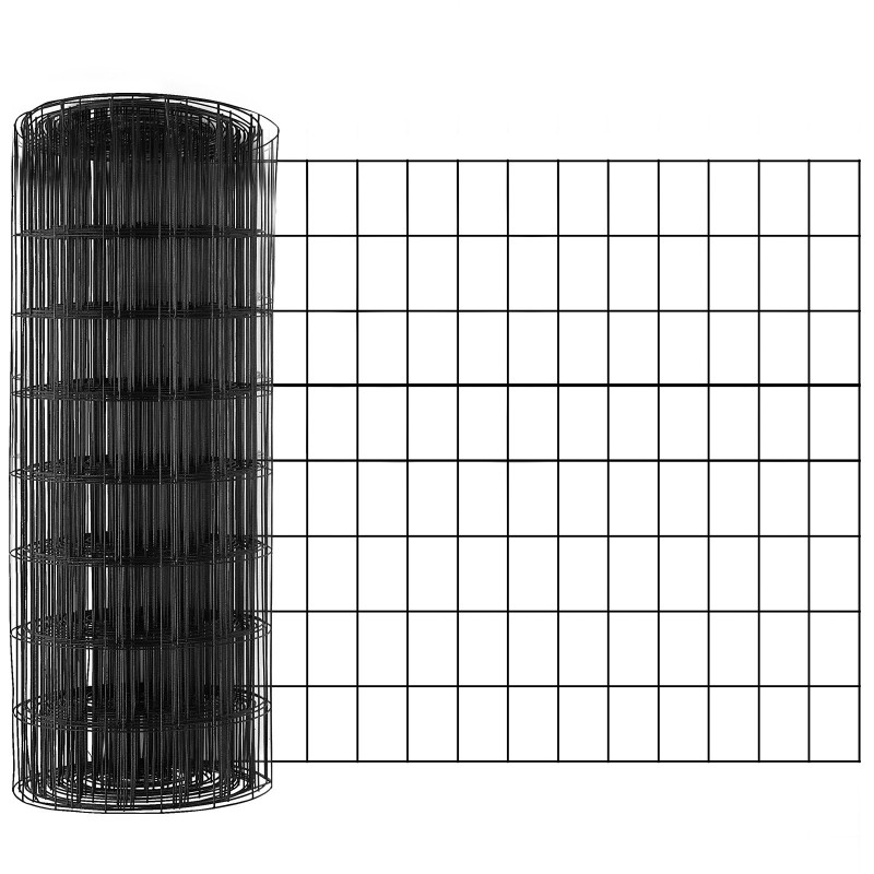 Metalliverkkorulla galvanoitua rautalankaa mustalla vinyylipinnoitteella 1,52 mm lanka 610x15240 mm kanatarhoihin