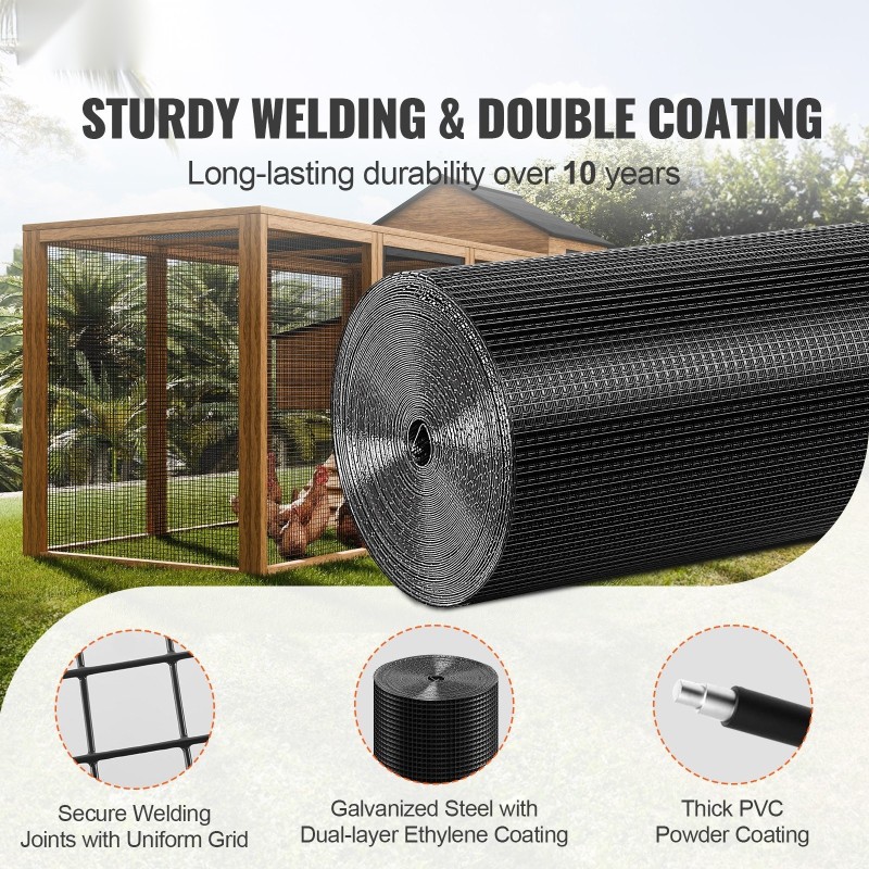 Galvanoitu PVC-pinnoitettu rullaverkko 610 mm x 30,48 m silmäkoko 12,7 mm