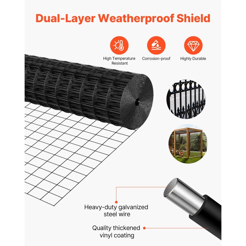 PVC-pinnoitettu hitsattu teräsverkko 91 cm x 7,62 m 2 x 3 tuuman