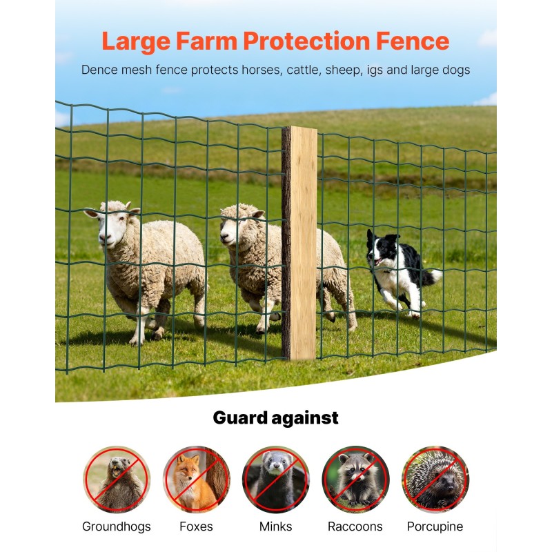 Maatalousverkko galvanoidusta rautalangasta PVC-pinnoitteella 1 x 20 m 4 x 4 tuumaa