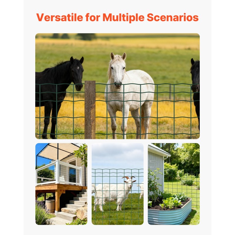 Maatalousverkko galvanoidusta rautalangasta PVC-pinnoitteella 1 x 20 m 4 x 4 tuumaa