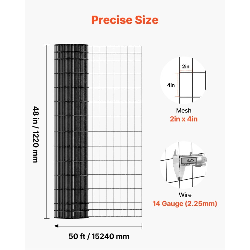 Hitsattu PVC-pinnoitettu sinkitty teräsverkko karja aitauksiin 1220×15240 mm 2×4 silmäkoko