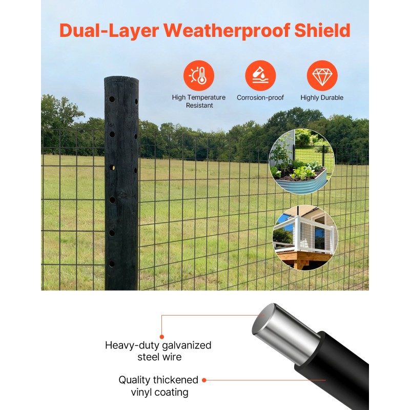 Hitsattu PVC-pinnoitettu sinkitty teräsverkko karja aitauksiin 1220×15240 mm 2×4 silmäkoko