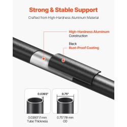 Alumiiniset pyöreät kaidepinnat 51 kpl 19 mm 660 mm mattamusta