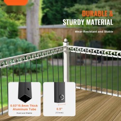 Alumiiniset neliöprofiiliset kaidetangot 13x13x1118 mm mattamusta 11 kappaletta ontto