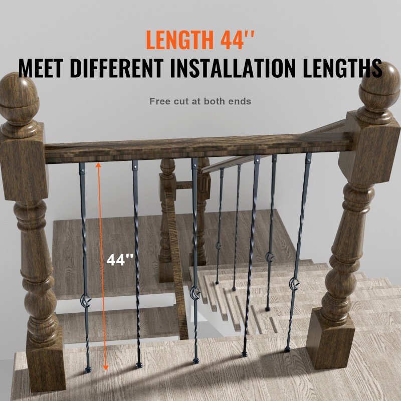 Galvanoidut teräskaidetangot 13x13x1122 mm ontto 10 kpl mattamusta portaikkoihin
