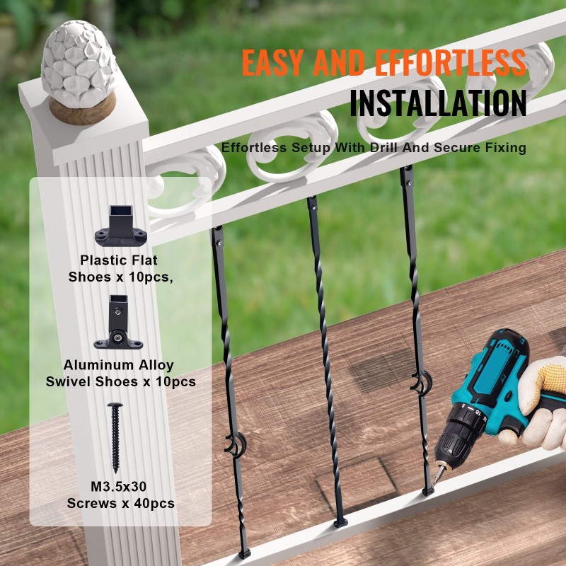 Galvanoidut teräskaidetangot 13x13x1122 mm ontto 10 kpl mattamusta portaikkoihin