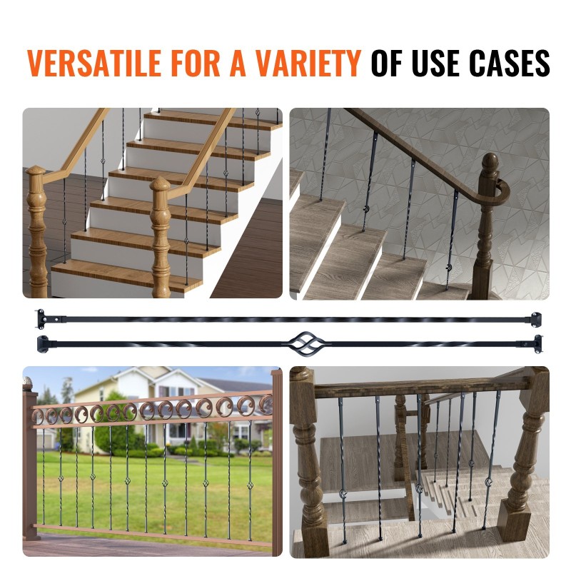 Galvanoidut teräskaidetangot 13x13x1122 mm ontto 10 kpl mattamusta portaikkoihin