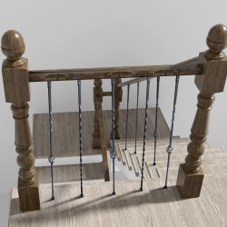 Galvanoidut teräskaidetangot 13x13x1122 mm ontto 10 kpl mattamusta portaikkoihin