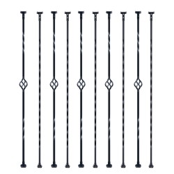 Galvanoidut teräskaidetangot 13x13x1122 mm ontto 10 kpl mattamusta portaikkoihin