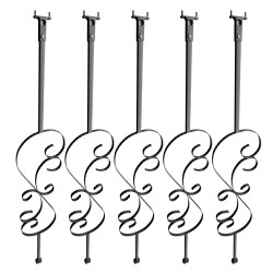 Kaidepylväät galvanoitua terästä 1118 mm 5 kpl mattamusta S-muotoiset