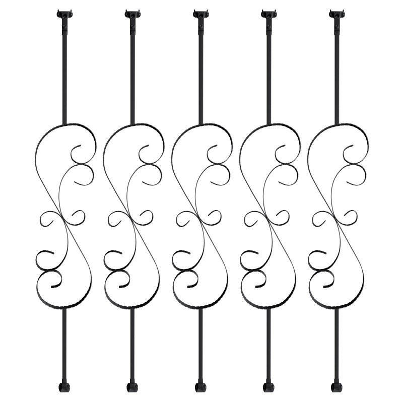 Kaidepylväät galvanoitua terästä 1118 mm 5 kpl mattamusta S-muotoiset