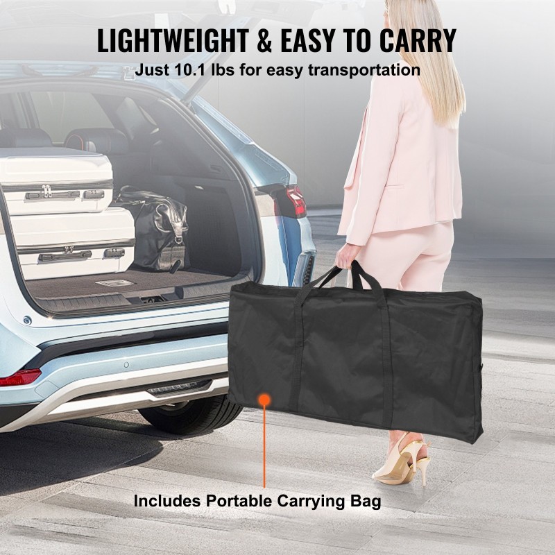 Kokoontaitettava messupöytä alumiinirunko MDF-taso 97,5 x 38,5 x 87 cm kaksitasoinen kantolaukulla