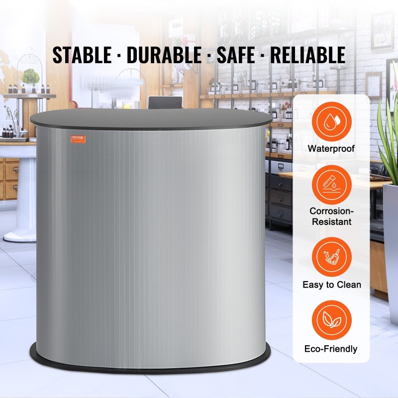 Kokoontaitettava messutiski PVC-etulevyllä ja puukannella 90 x 49 x 94 cm kuljetuslaukulla