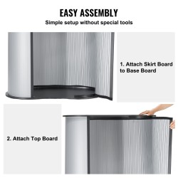 Kokoontaitettava messutiski PVC-etulevyllä ja puukannella 90 x 49 x 94 cm kuljetuslaukulla