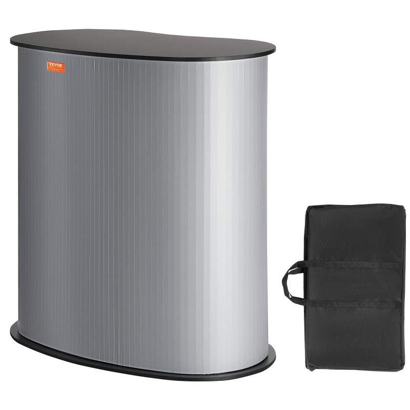 Kokoontaitettava messutiski PVC-etulevyllä ja puukannella 90 x 49 x 94 cm kuljetuslaukulla