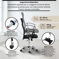 Ergonominen toimistotuoli verkkoselkänojalla ja säädettävällä keinumekanismilla